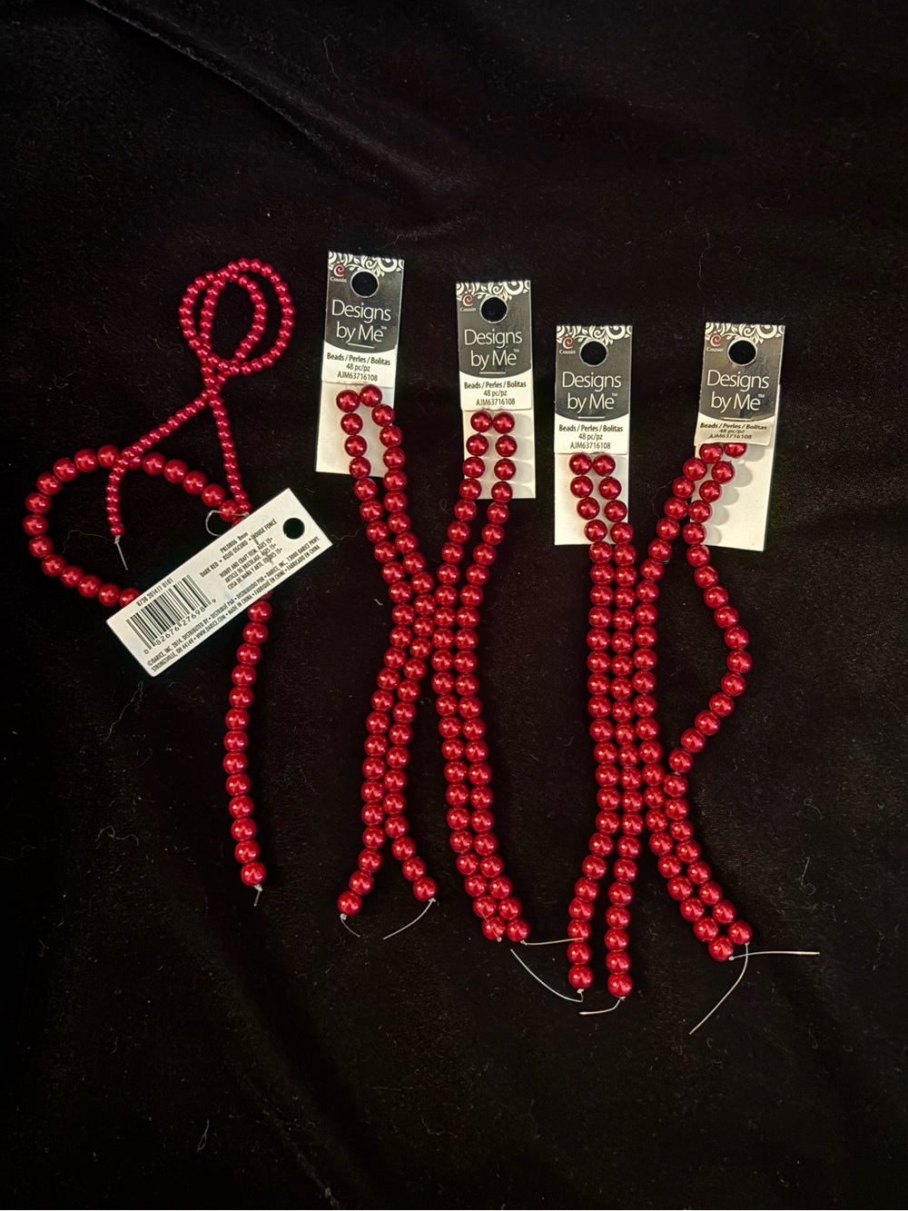 Red Bead Strands – Pack of Decorative Jewelry Beads, 8 or 10 mm.